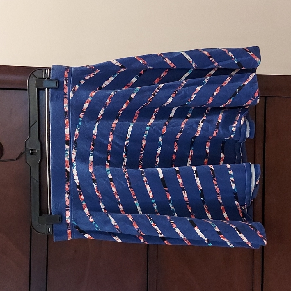 Xhilaration Circle Skirt, Blue w/Floral Stripes, L